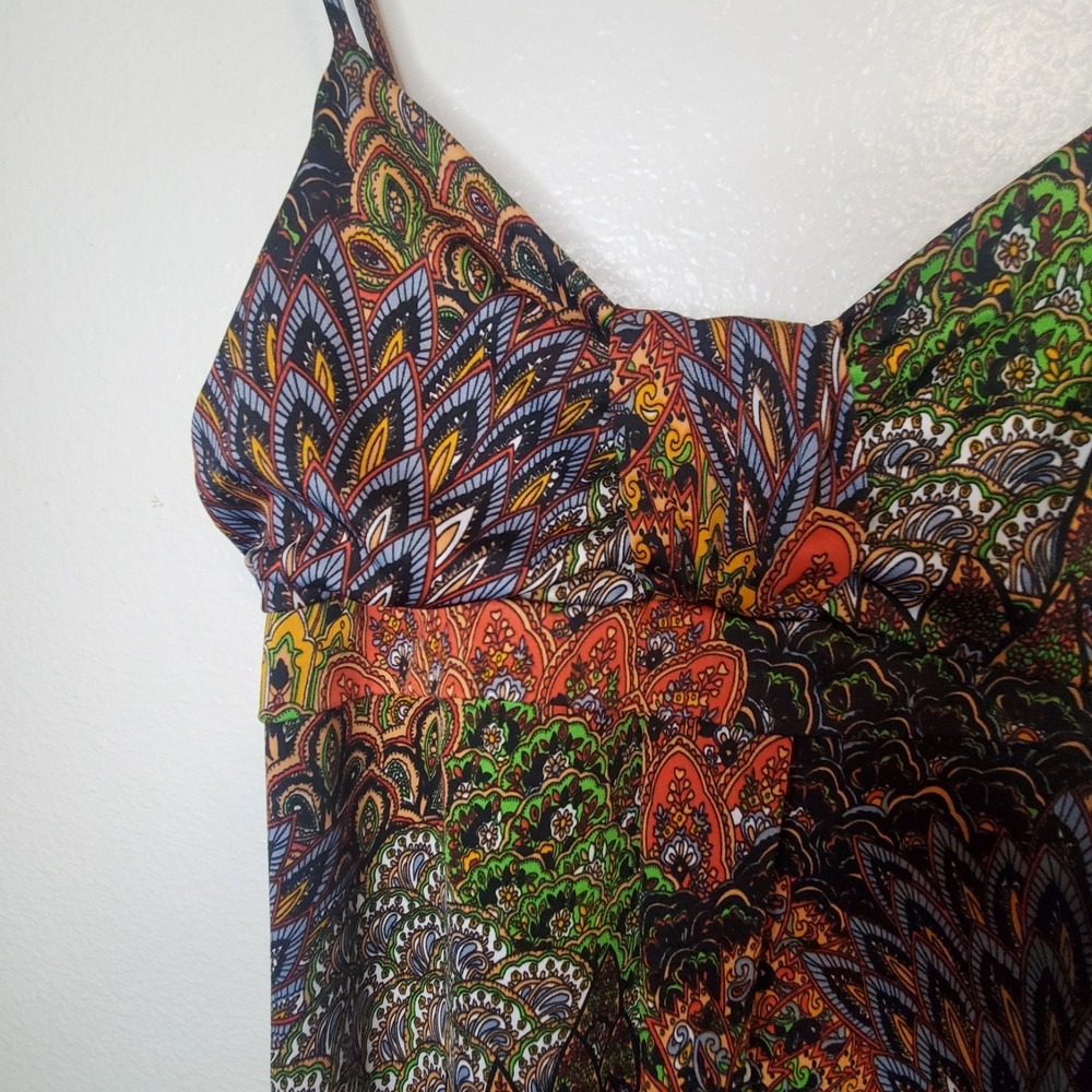 Hypnotized Peacock Print Maxi Dress Sundress Spaghetti Strap ***Fits Like‎  XS/S